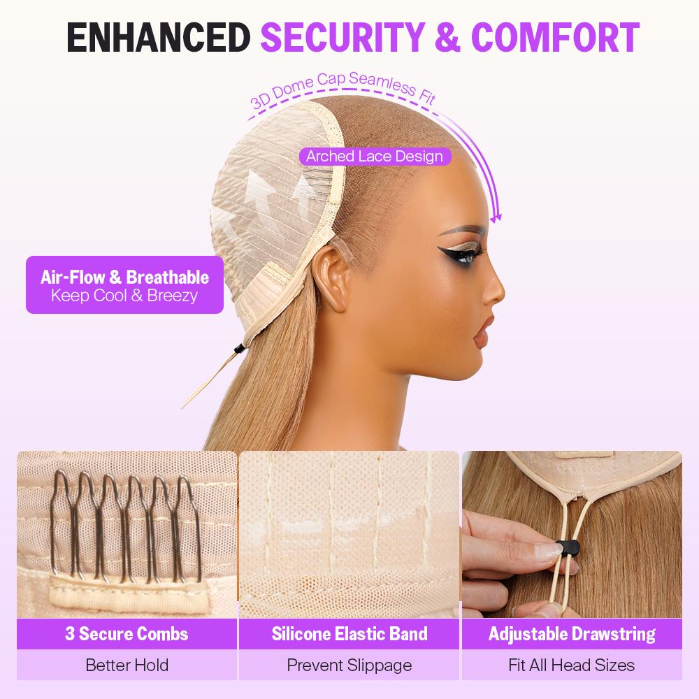 [NEW]Megalook Hair 13x6 Three-Go Milk Tea Brown Glueless Wigs Silky Straight with Drawstring 100% Human Hair Wig 320℉ Heat Resistant SpringStatements