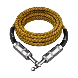 Straight 1/4 Inch Male to Male Guitar Instrument Cable, Yellow Straight 1/4 Inch Male to Male Guitar Instrument Cable, Yellow