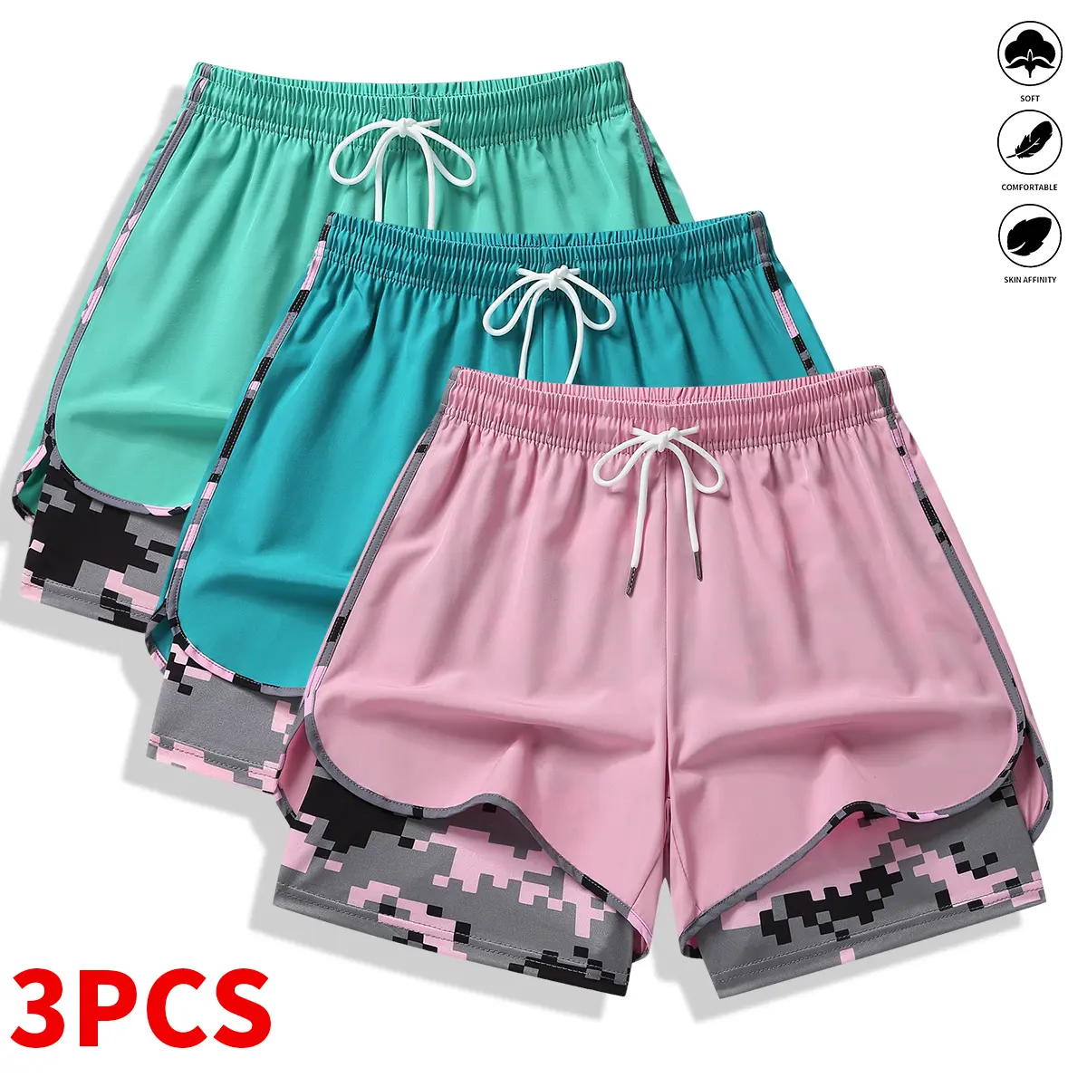 Women’s casual athletic shorts with built-in liner, drawstring, elastic waistband-suitable for outdoor sports, fitness, running, and casual wear; women’s shorts, athletic shorts, womenswear
