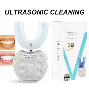 360° Automatic U-Shaped Toothbrush with Ultrasonic Vibration & Blue Light, Full Mouth Electric Tooth Cleaner, USB Rechargeable for Adults