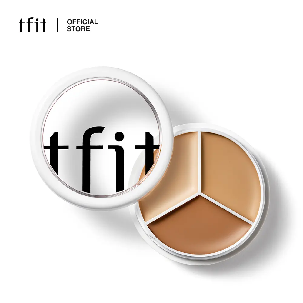 [TFIT OFFICIAL] Cover Up Pro Concealer 15g/0.52 oz, Korean Cosmetic Beauty Product Make Up, 3-Color Palette Color Corrector, Full Coverage, 21 Shades, 24HR Longwear, Sweat-Proof, Non-Cakey, Targets Dark Circles, Blemishes, Redness, Uneven Skin Tone, Spots