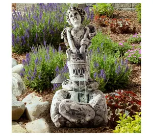 LED Lighted Outdoor Cherub Fountain by Nature Spring LED Lighted Outdoor Cherub Fountain by Nature Spring