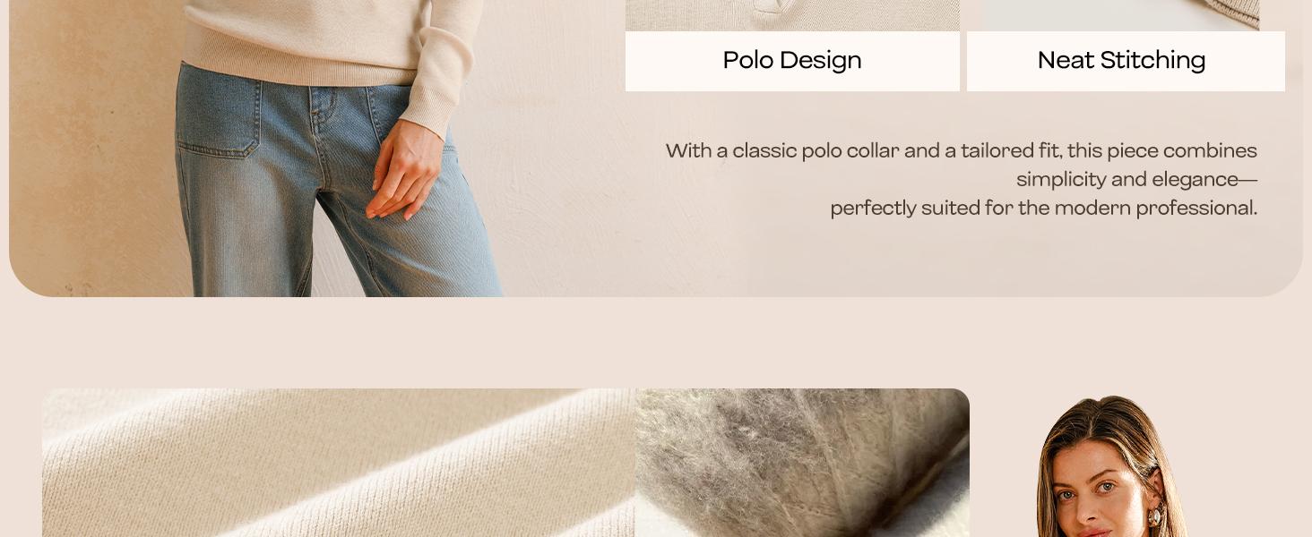 Arach&Cloz Women’s Wool Blend Polo Shirts Spring Sweaters Business Casual Outfits 2026