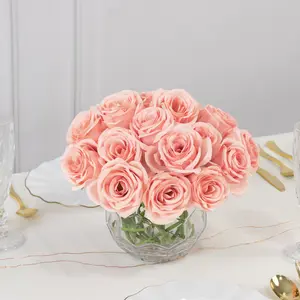 10 Pcs Pink Silk Roses - Realistic 12" Artificial Flowers for Arrangements & Bouquets