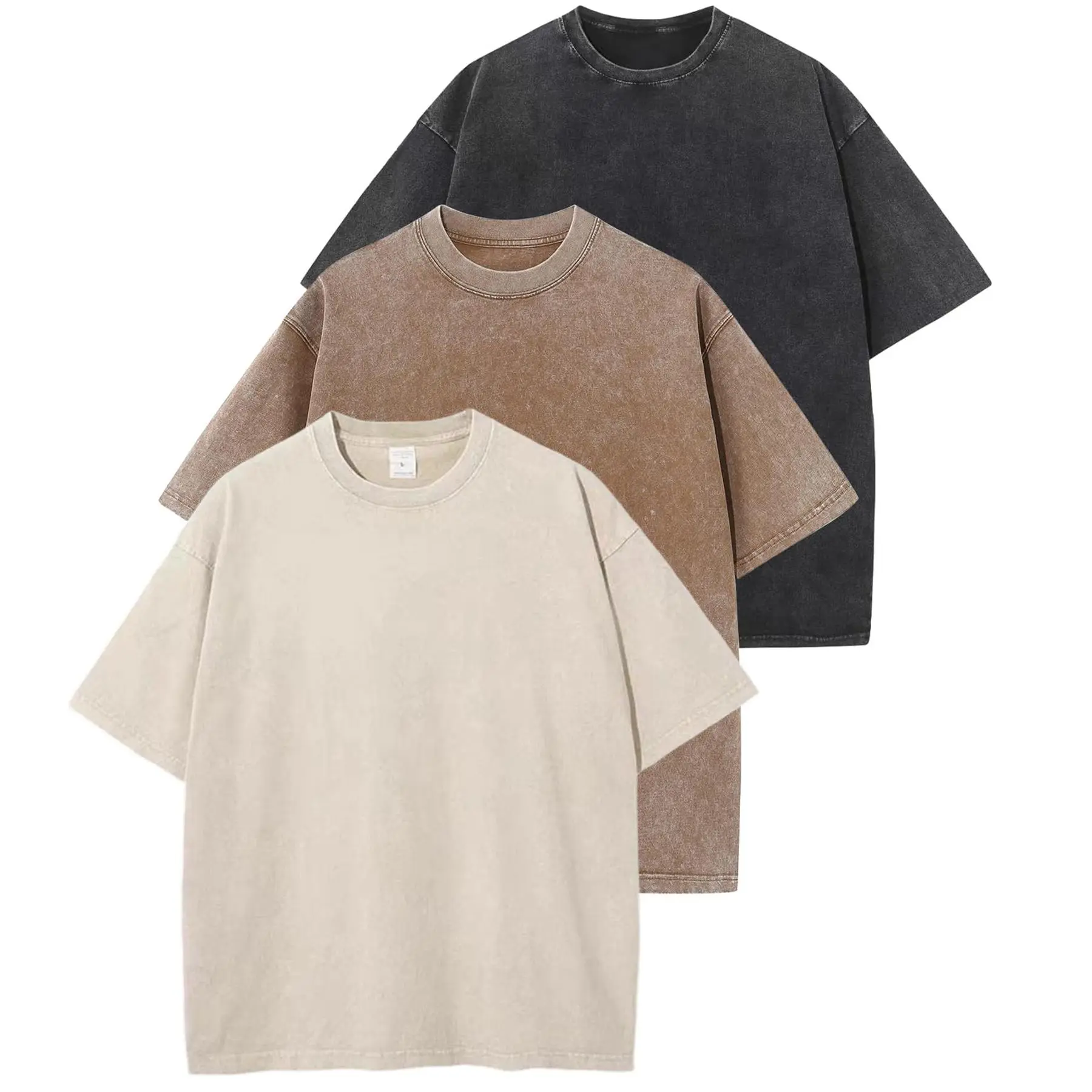 3 Pack Women's Oversized T Shirts Acid Wash Cotton Crew Neck Half Short Sleeve Summer Unisex Tees Casual Loose Fit Solid Streetwear Comfortable Tops Basic Womenswear Plain Tshirt Top summervibes