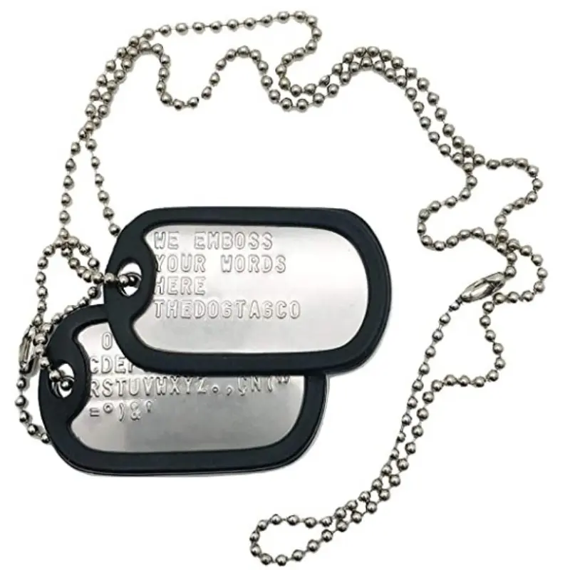 Personalized Dog Tag Set, Embossed Stainless Steel Military-Style Necklace with Silencers - Tactical Gift for Veterans & Outdoor Enthusiasts, Soulmate, Emergency Medical Id