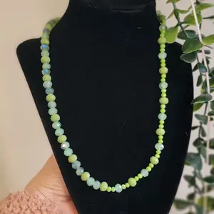 Green Harmony Beaded Necklace – Handmade Faceted Crystal Necklace