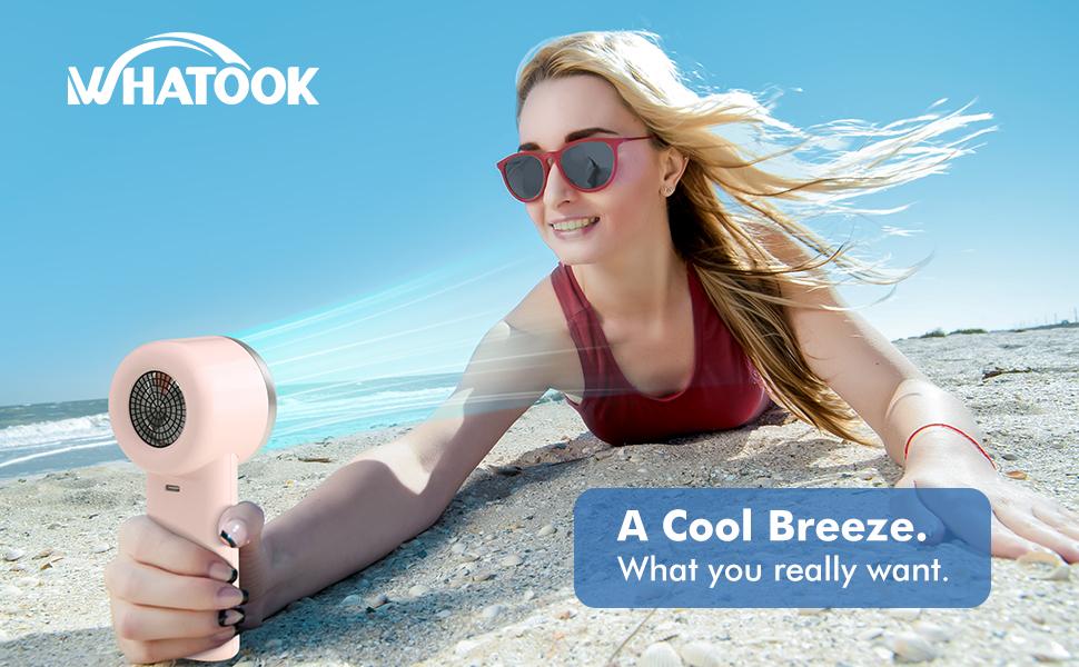 WHATOOK High Speed Portable Handheld Fan,Adjustable Turbo Mini Fan, Battery Rechargeable Personal Fan with Metal Body,Digital Display,Gifts for Women Men Travel/Camping/Outdoor-Pink-White-Green