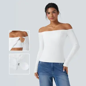 【Creator’s Pick】Halara Ribbed Knit Off Shoulder Long Sleeve 2-in-1 Casual Top#TikTokShopSpringGlowUp