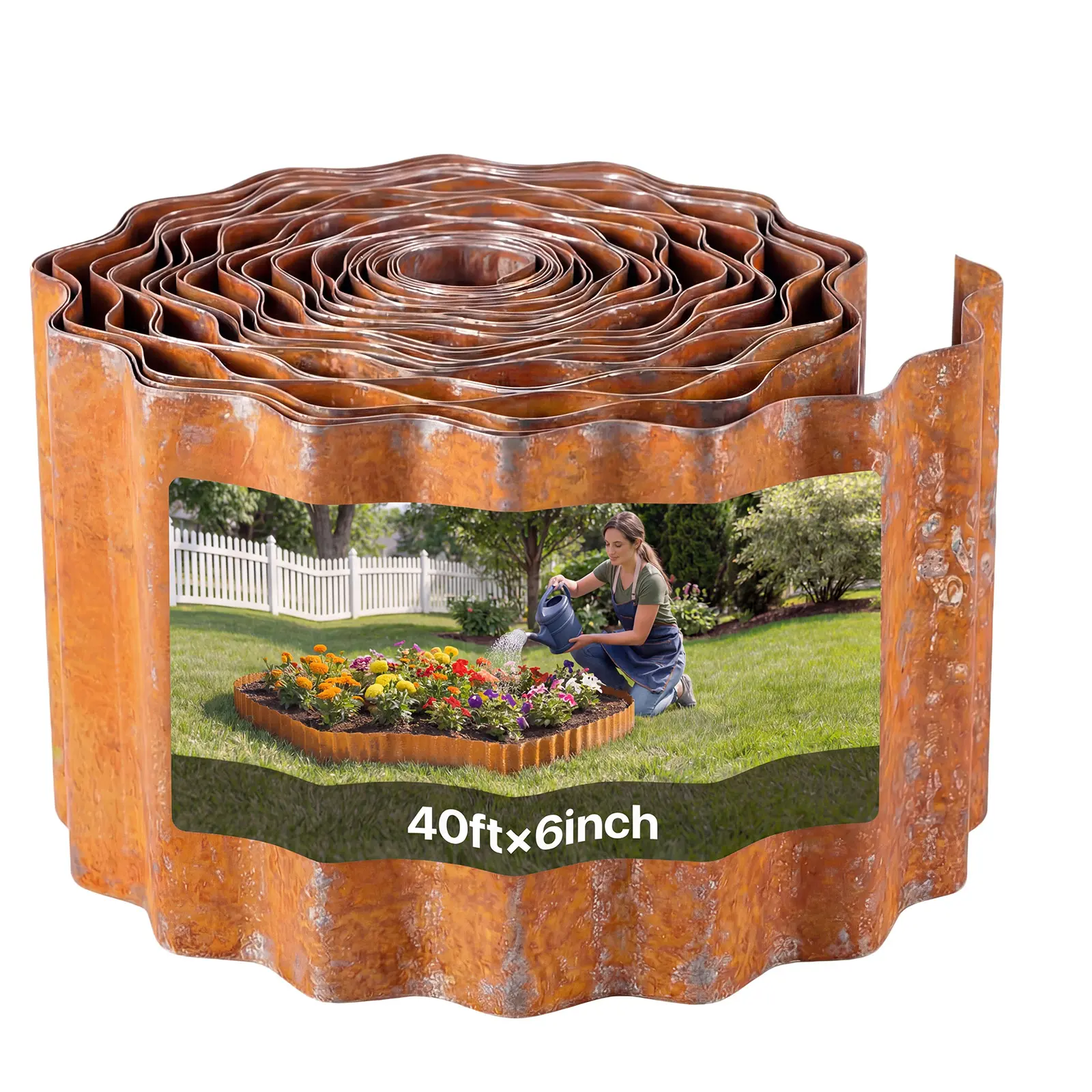 【SummerFinds】VEVOR Carbon Steel Landscape Edging, 40 ft x 6 in Steel Edging for Landscaping with Gloves, Easy-to-Install Bendable Metal Strips, Metal Garden Edge Border for Flower Bed, Yard Pathway, Rust