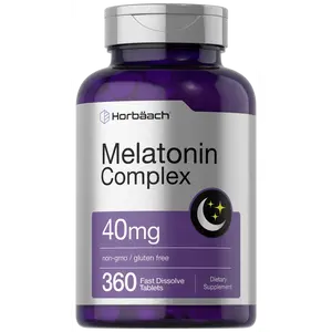 Horbäach Melatonin 40mg Complex | 360 Fast Dissolve Tablets | Adult Extra Strength Supplement | with Chamomile and Ashwagandha | Vegetarian, Non-GMO, Gluten Free