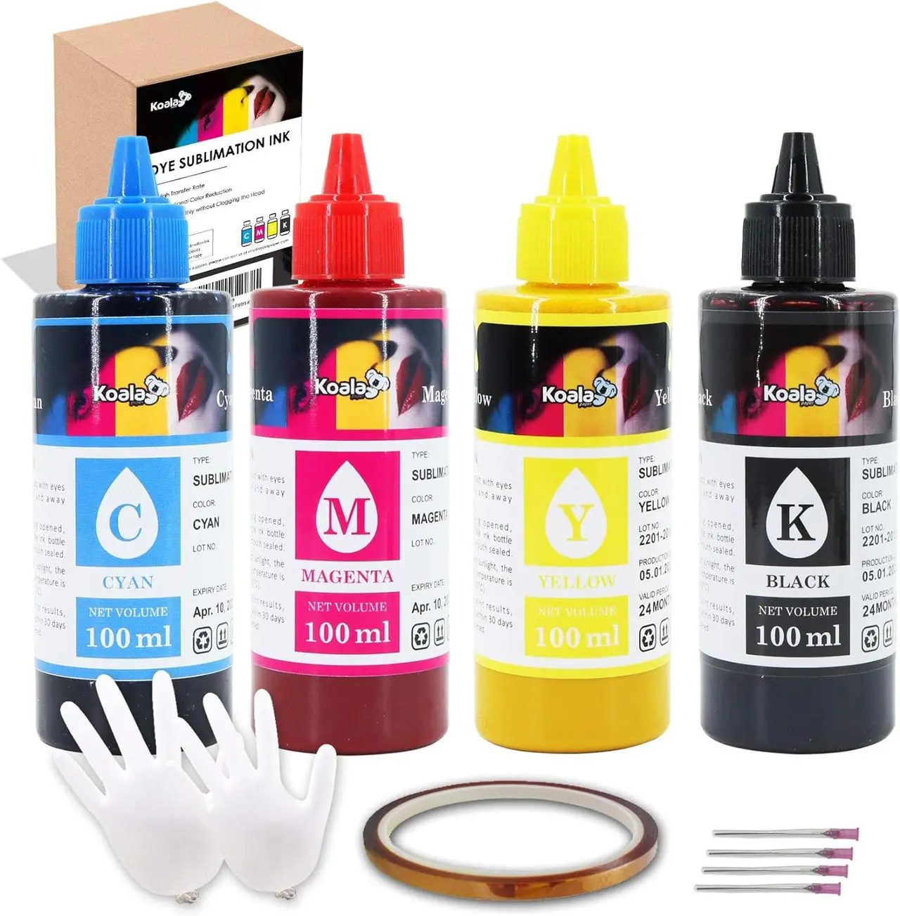 Koala Sublimation Ink 4x100ML Refillable Cartridge Pod for ET-2720, 2760, 2750, 2800, 2803, 2850, 3700, 3710, 4700, 4710, 4760, WF-3540, 3520, 3640, 3620, 7010, 7110, 75