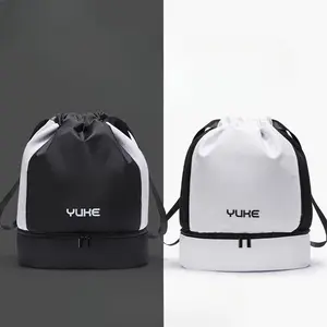 YUKE Waterproof Drawstring Swim Backpack with Dry Wet Separation & Shoe Compartment