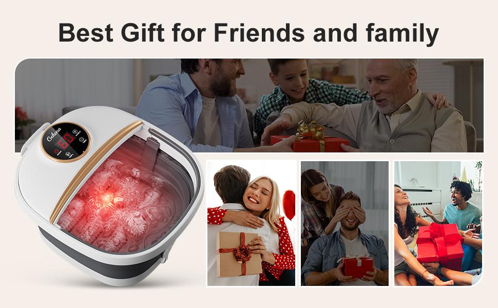 Gehona Collapsible Foot Spa Bath with Heat Foot Massager 1000-1500ml Leak Protector Temperature Control Bubbles Red Light Timer Feet Spa Tub Soaker Set - Home Goods