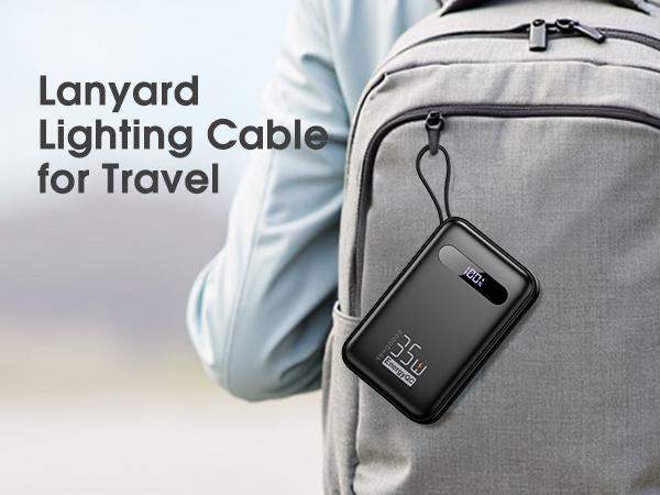 20000mAh 35W Power Bank – Built-in Cables, PD 3.0 & QC 4.0 Fast Charging, 4 Ports, LED Display, TSA-Friendly