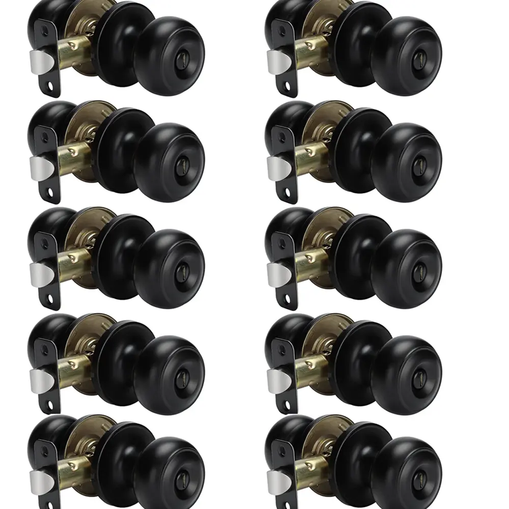 2/5/6/10 Pack Privacy Door Knob, Matte Black Door Knobs, Keyless Doorknobs Interior Door Lock, Black Interior Door Knobs for Bedroom or Bathroom Classic Round Doorknobs Hardware