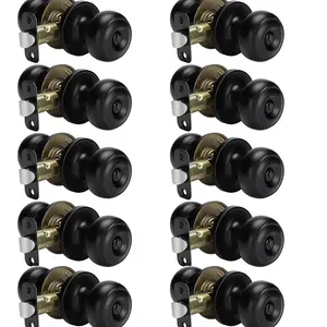  2/5/6/10 Pack Privacy Door Knob, Matte Black Door Knobs, Keyless Doorknobs Interior Door Lock, Black Interior Door Knobs for Bedroom or Bathroom Classic Round Doorknobs Hardware
