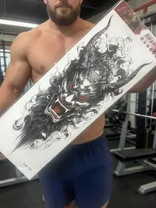 Large-sized full arm temporary tattoo stickers, suitable for both men and women, realistic arm, chest, and shoulder tattoo designs, waterproof.