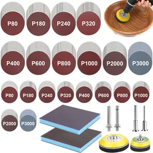 160Pcs Sanding Disc Kit - 2 & 3inch Backer Pads and Sanding Pad,with 1/8" 1/4" Shanks Sandpaper Grit P80-3000,for Drill Grinder Rotary Tools