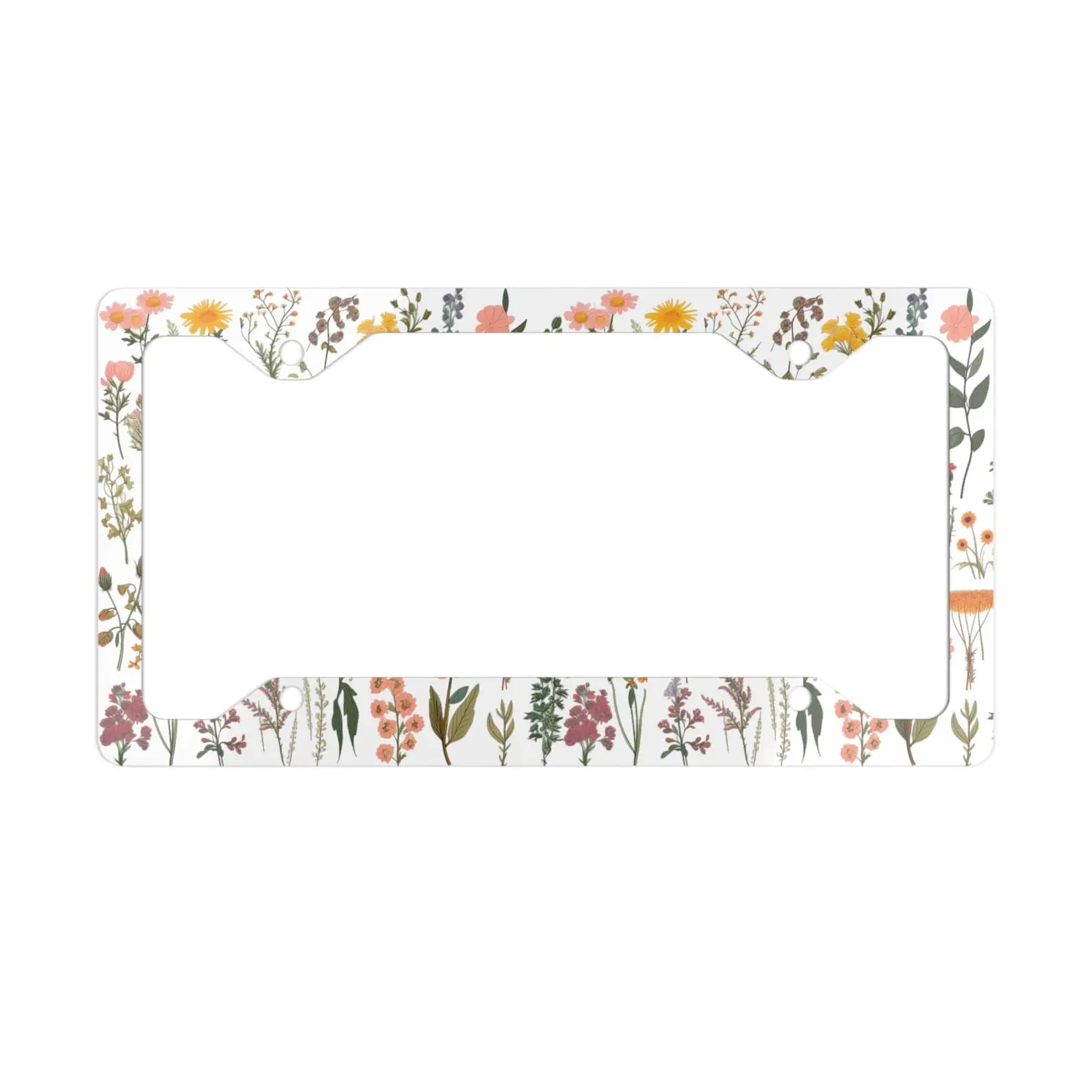 Ultra Slim Wildflower Floral License Plate Frame, Cute Car Accessories, wildflower license plate frame, Cute Cottagecore Decor