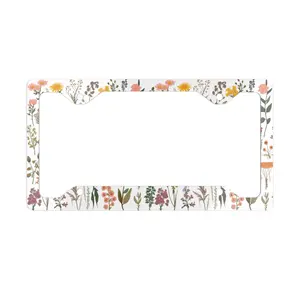 Ultra Slim Wildflower Floral License Plate Frame, Cute Car Accessories, wildflower license plate frame, Cute Cottagecore Decor