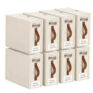 OKMARTS 4/8 Pack Foldable Bed Sheet Organizers, Storage Bins with Transparent Window and Thick Portable Handles, Storage Box for Storing Clothes and Bedding, Dust-Proof Storage Container Must Have