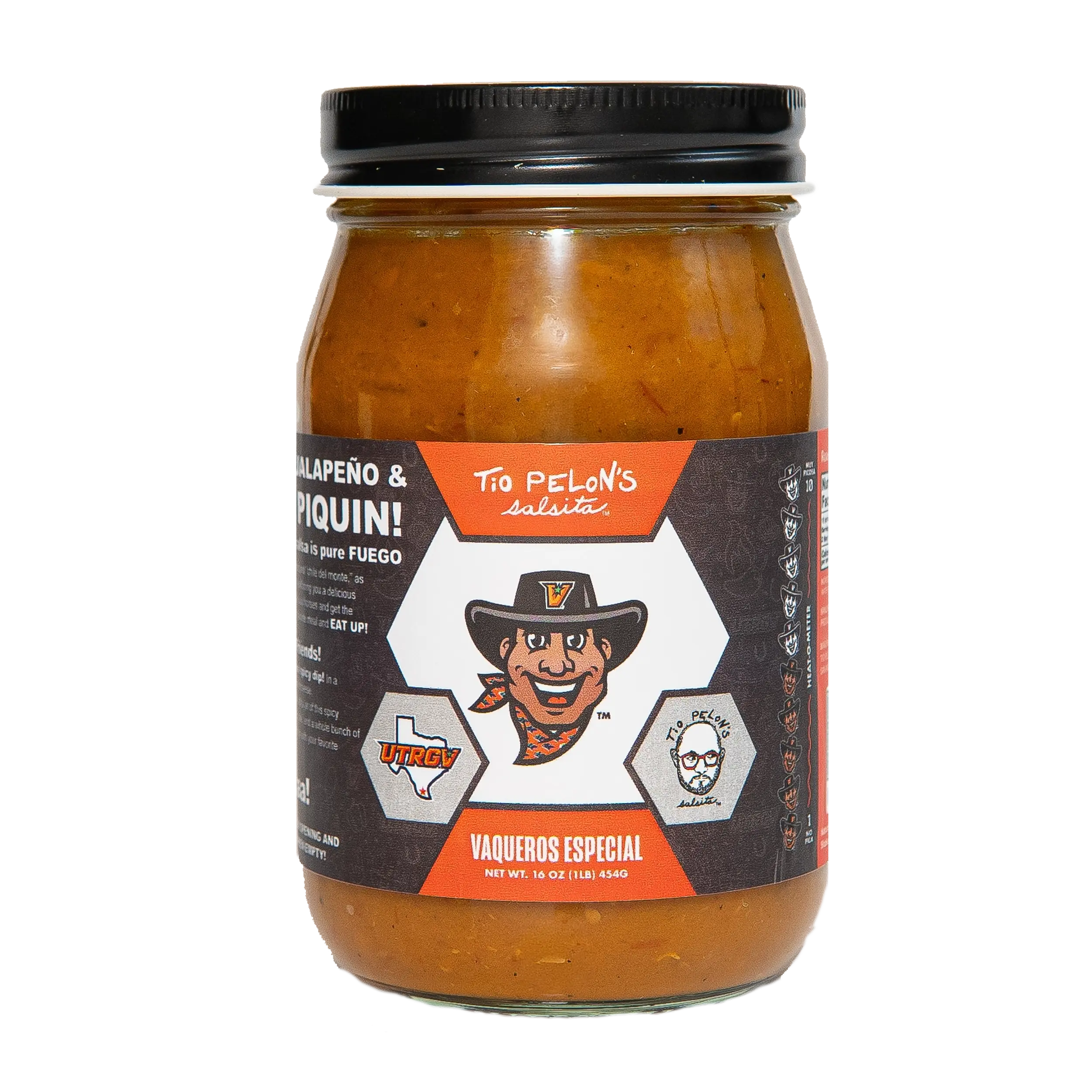 Tio Pelon's UTRGV Vaqueros Especial Roasted Sauce with Smoky Chile Piquín for Tacos Grilled Meats & More