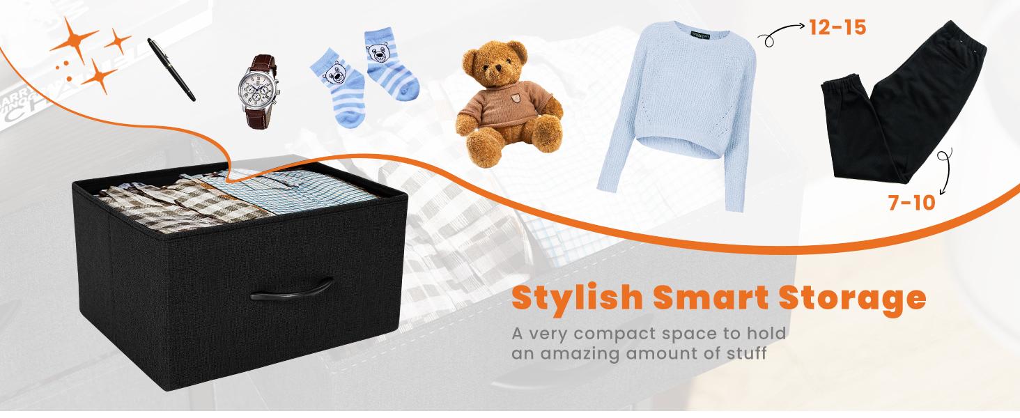 Dresser for Bedroom, Storage Drawers, Skinny Fabric Storage Tower with 4 Drawers, Tower Organizer Unit, Chest of Drawers with Wooden Top