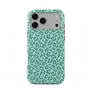 Preppy Teal Cheetah Print Phone Case, Cute Animal Pattern Cover, Pastel Aesthetic Protective Cover, Cover for Iphone 17 Promax, 17 Pro