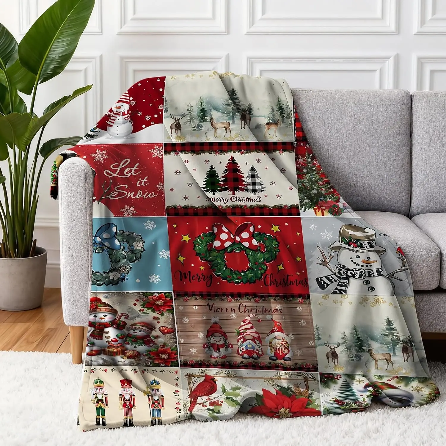 Cute Christmas Blanket and Throws for Adults/Women/Boys/Kids, Holiday Decor, Christmas Decorations/Gifts, Holiday Fleece Throw Blanket for Couch/Sofa Print Flannel Blanket cozy