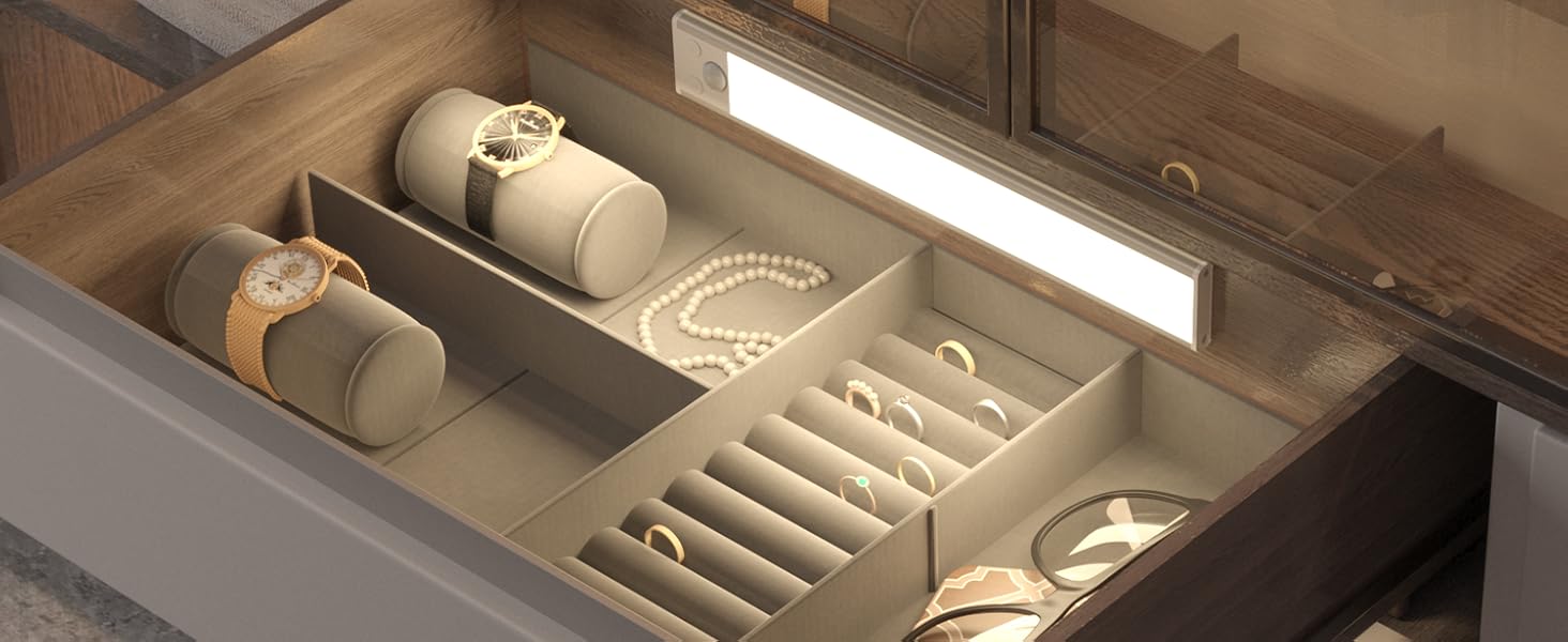 LED Rechargeable Motion Sensor Under Cabinet Lights, Closet Light, Adjustable Brightness Cordless Wardrobe Lighting, Stick-On Night Light for Closets, Cabinets, Dressing Room, No Wiring Needed High Intensity Led Strip