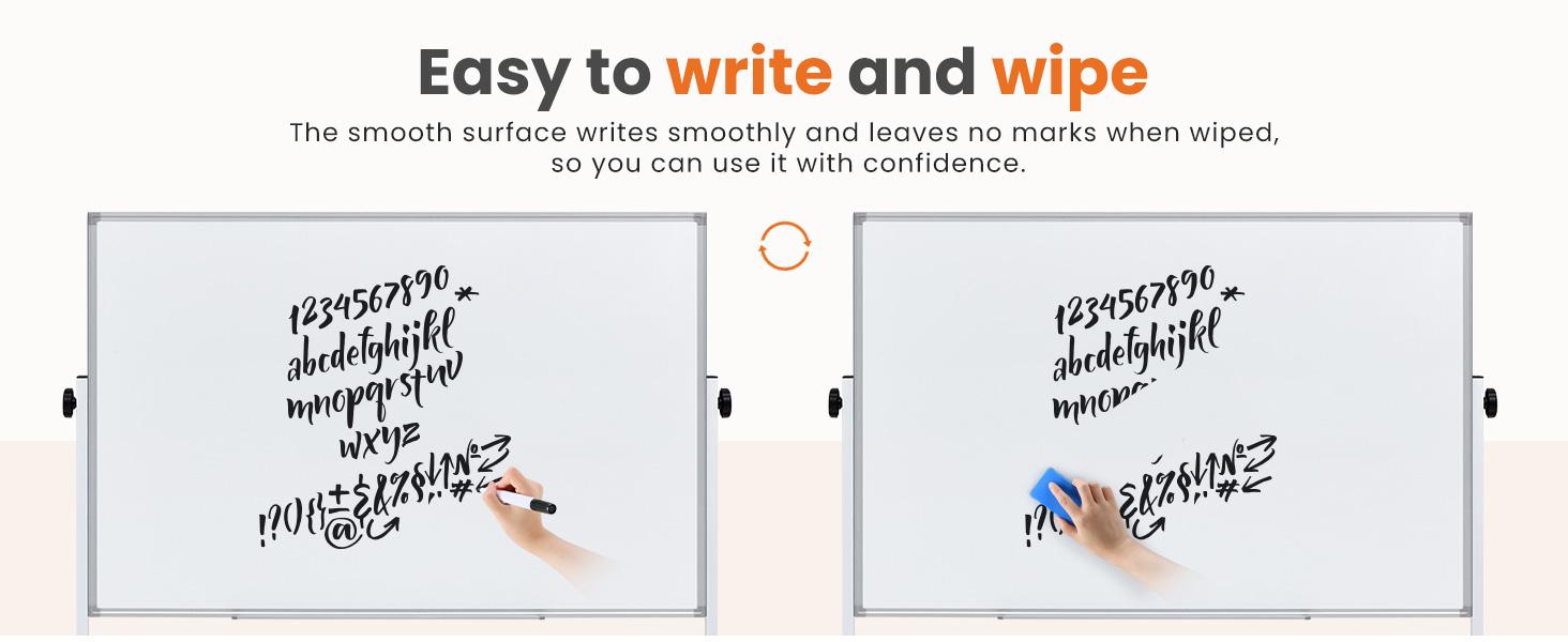 Sweetcrispy Rolling Whiteboard 46x32 Inches Double Sided Magnetic Dry Erase Board with Stand on Wheels for School Office Home Silver Aluminium Frame