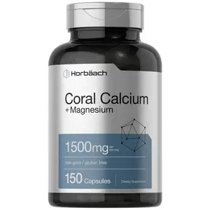 Horbäach Coral Calcium 1500mg Capsules | 150 Count | Plus Magnesium | Non-GMO & Gluten Free Supplement