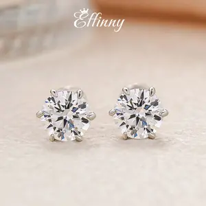 Effinny Jewelry 1.2ct*2pcs Round Cut S925 Sterling Silver Women's Stud Earrings, 5A Grade Cubic Zirconia Earring for Anniversary, Wedding, Proposal Outdoorfun