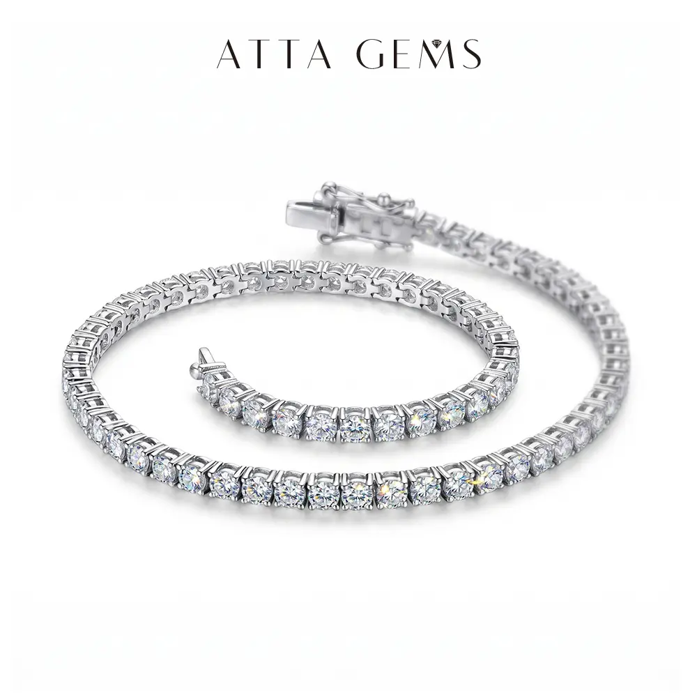 D Color VVS1 Round Cut Lab-Grown Moissanite Bracelet For Women Men Copper Bracelet Engagement Party Sparkling Delicate Jewelry BU01 summerwins