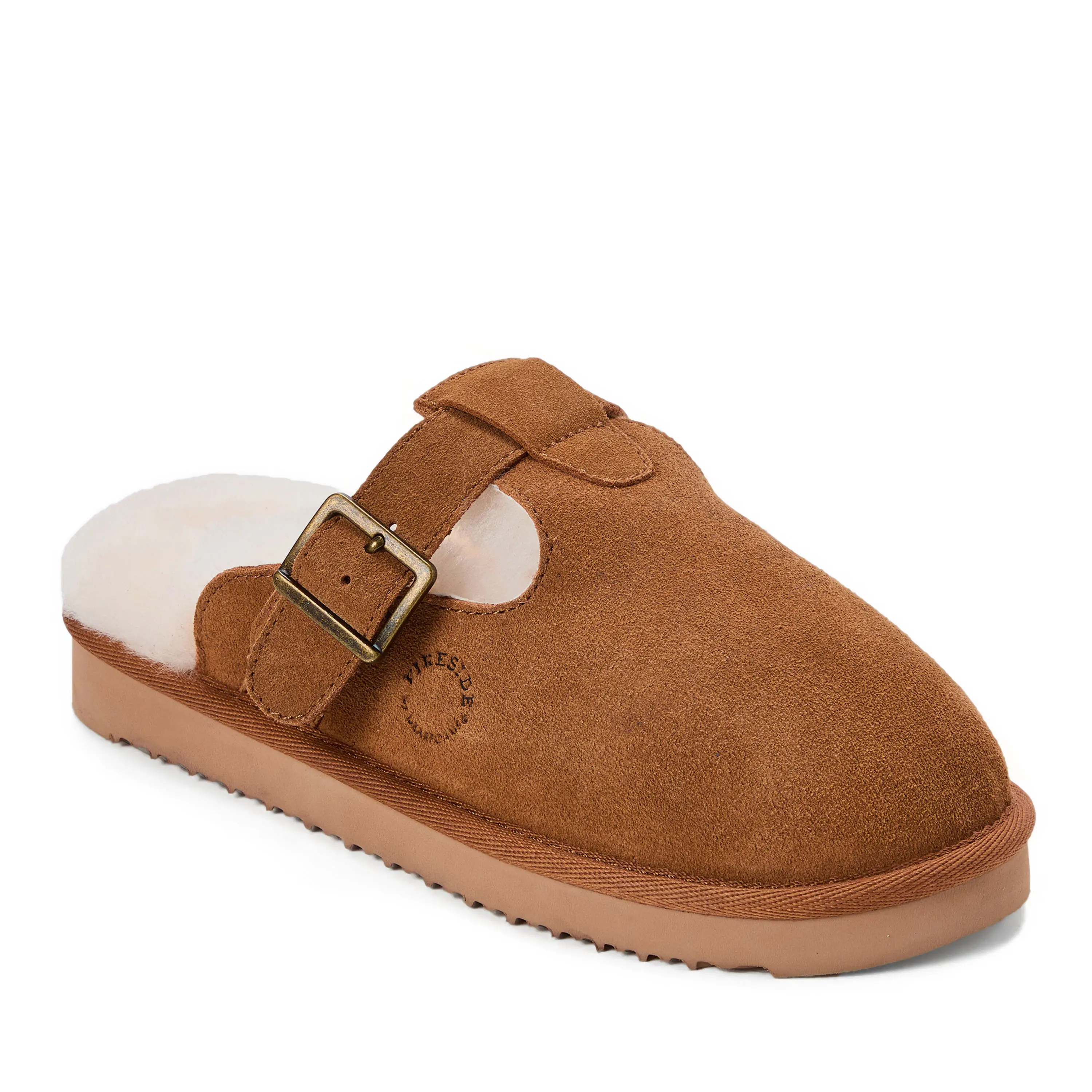 Women's Fireside by Dearfoams Maitland Genuine Shearling Scuff Slipper, Suede Platform Shoe, Cozy Women's Footwear