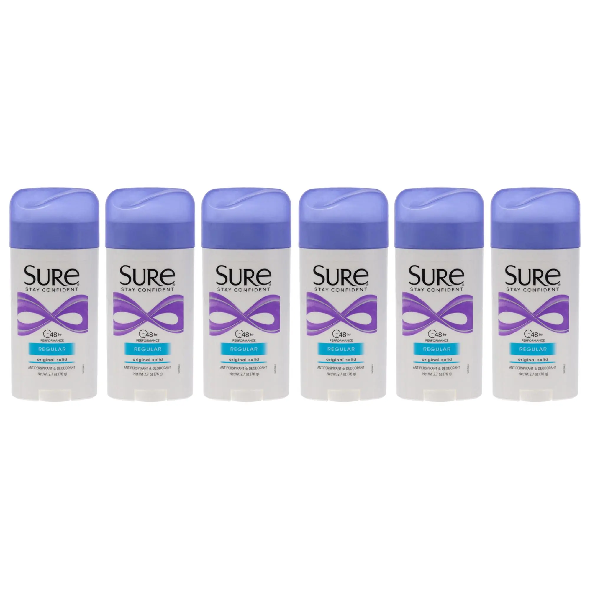 Sure Unisex Original Solid Anti-Perspirant Deodorant Stick - Regular Scent, 2.7 oz, Pack of 6, Body Care Product