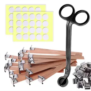 141PCS Candle Making Set - Wooden Candle Wicks with Metal Base for Candle Making Smokeless Wood Wicks for Candles A