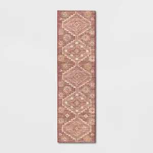 2'x7' Southbury Washable Printed Diamond Persian Style Runner Rug Rust - Threshold