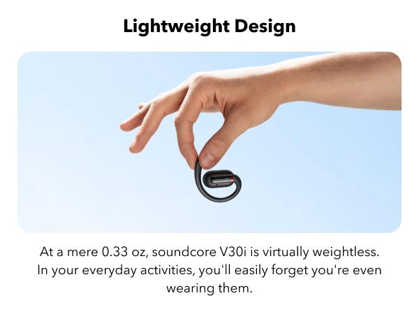 [Refurbished]soundcore by Anker V30i, Open-Ear Headphones, Ultra-Comfort, Lightweight Design, Snug Fit, Ergonomic Ear Hooks, Robust Bass, 36H Playtime, Bluetooth 5.3, App Control, Clear Calls, Wireless Earbuds #tiktokshopsummersale, Ear Hook Headset, Batt