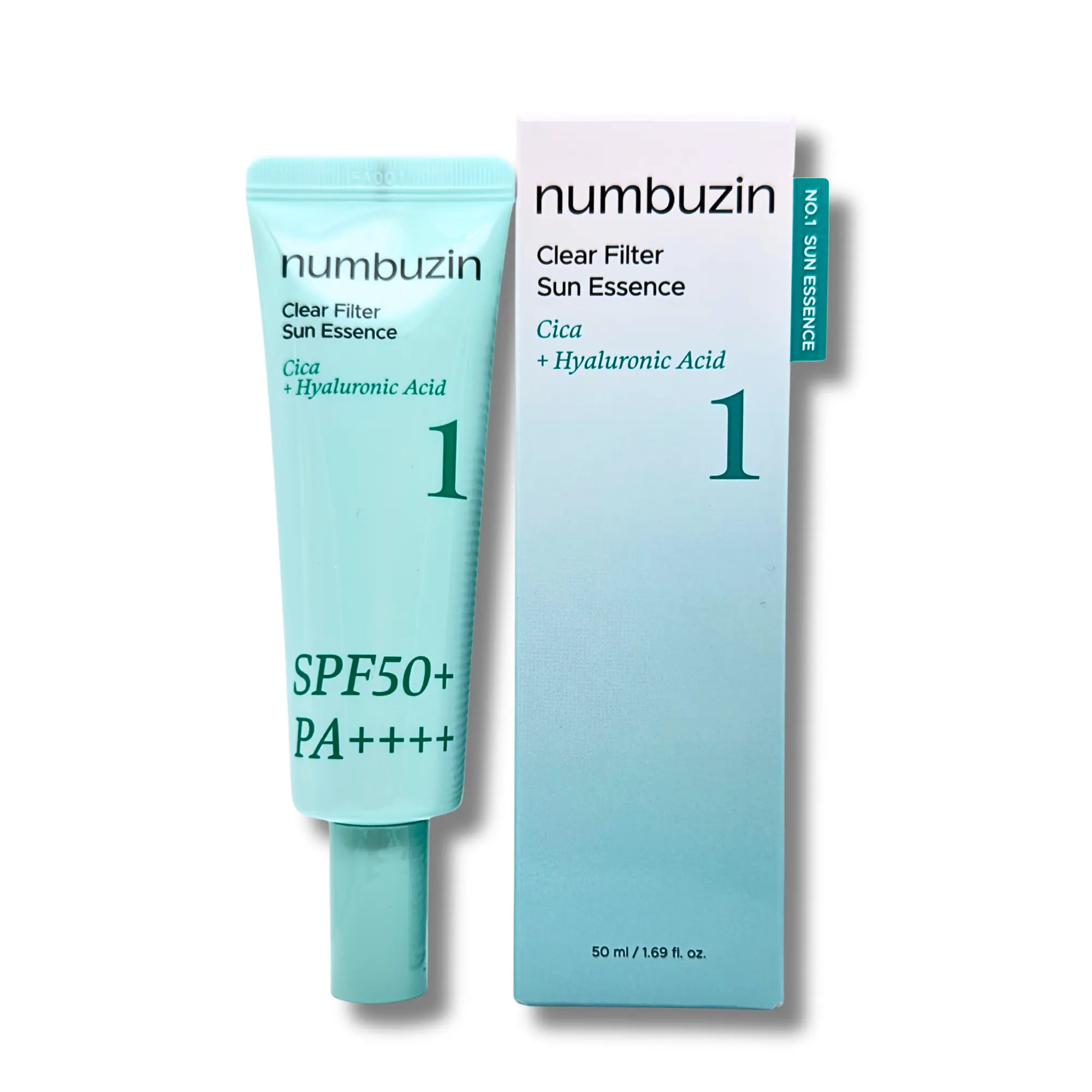 Numbuzin No.1 Clear Filter Sun Essence SPF50+ PA++++ , Pantothenic B5 Active Soothing Cream 80ml, Sun Essence+Soothing Cream Set - Lightweight Hydrating Sunscreen for Sensitive Skin 50ml