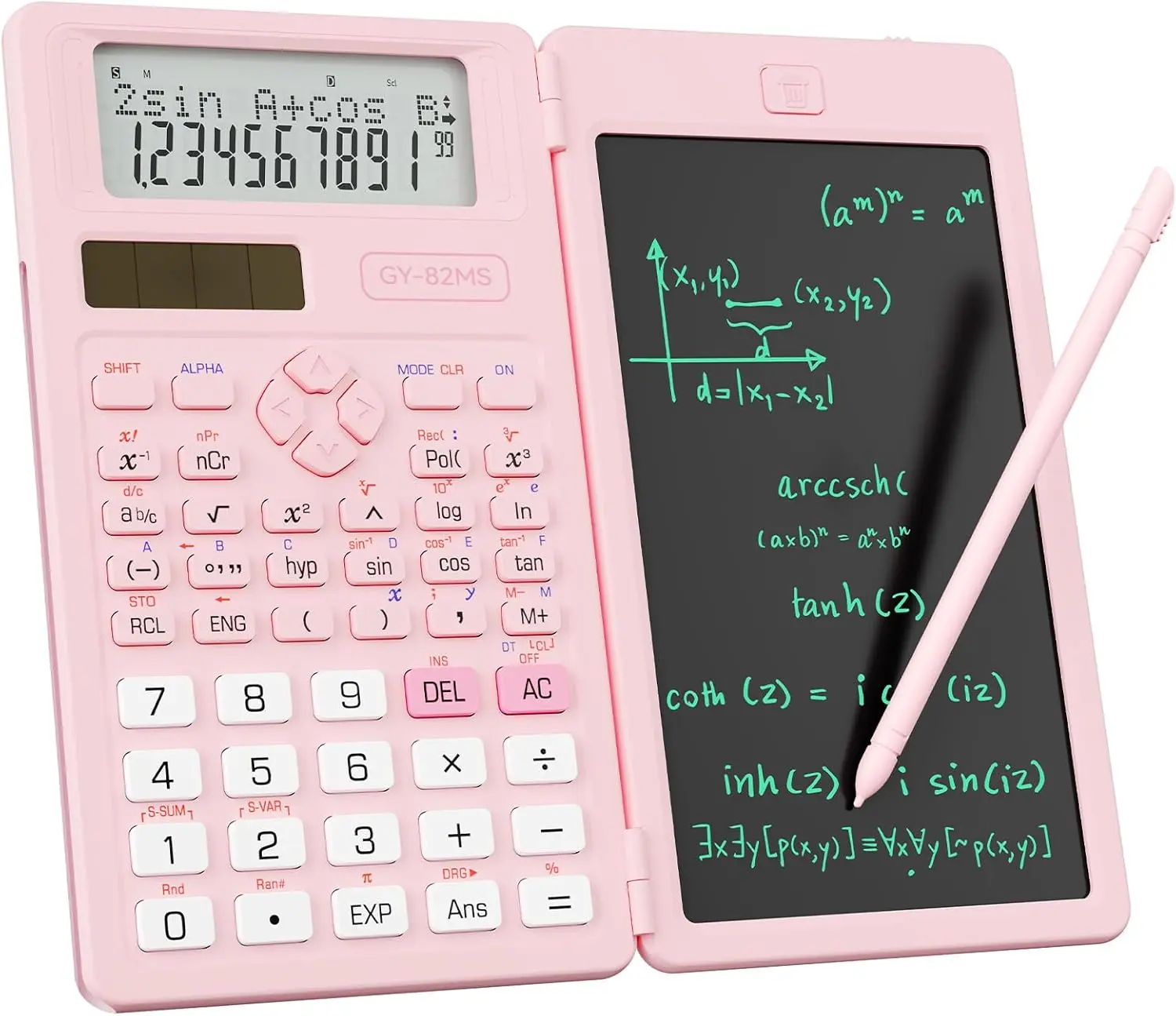 ROATEE AB0614 82MS Scientific Calculators for School with Notepad,  Cute School Supplies for Middle and High School Stuff for Student, 240 Functions 82 MS Foldable 2-Line Display Solar and Battery Power