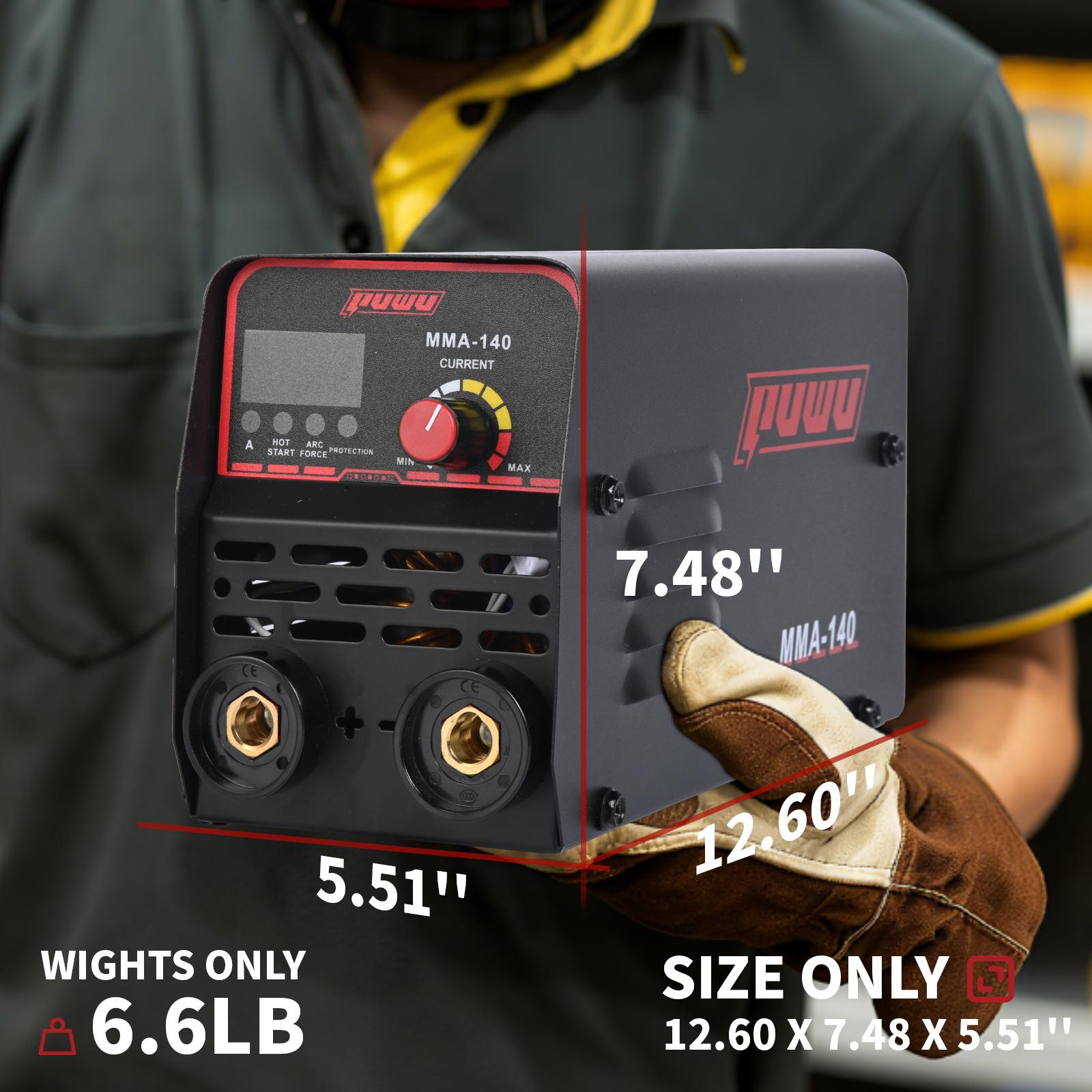 Puwu 110V 140A Stick Welder Lift Tig Welder Portable Welding Machine with Overheat Protection,Electrode, Gloves, brush, trial welding rod, Quick Connector with Hot Start - MINI MMA Arc Welder