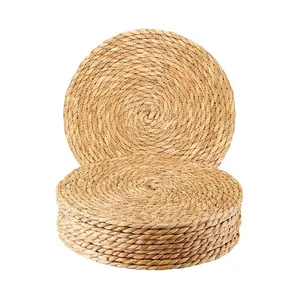 Round Woven Placemats Set of 10, 12 Inch Boho Rattan Placemats Hand-Woven Placemats, for Dining Table,Home,Wedding