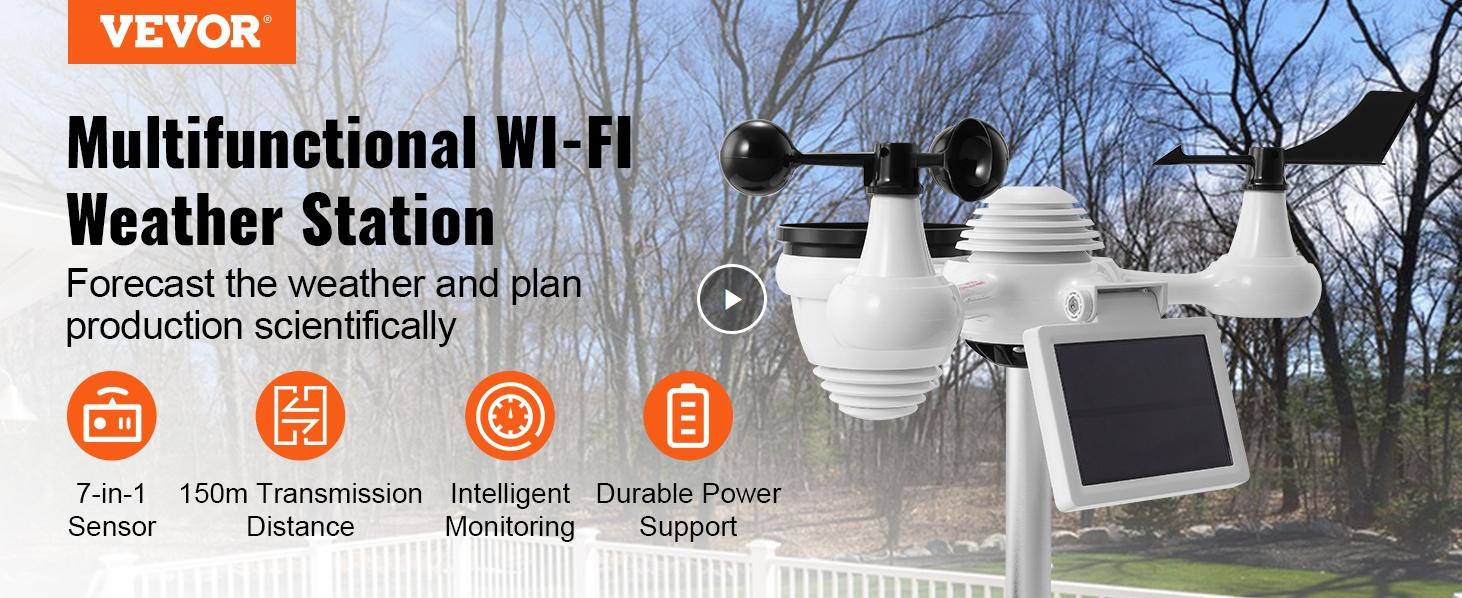 VEVOR 7-in-1 Wi-Fi Weather Station, TikTokShopBlackFriday, 7.5 in Color Display, Home Weather Station Indoor Outdoor, with Solar Wireles VEVOR Super Brand Days Outdoor Sensor Alarm Alerts, for Temperature Humidity Wind Speed/Direction Rain VEVOR 7-in-1 Wi-Fi Weather Station, TikTokShopBlackFriday, 7.5 in Color Display, Home Weather Station Indoor Outdoor, with Solar Wireles VEVOR Super Brand Days Outdoor Sensor Alarm Alerts, for Temperature Humidity Wind Speed/Direction Rain
