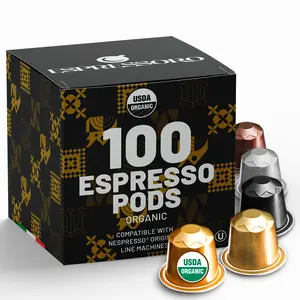 Espressoro USDA Organic Coffee Capsules 100Ct Variety Pack - Pods Compatible with Espresso Machines - Aluminum Premium Italian Coffee from Italy
