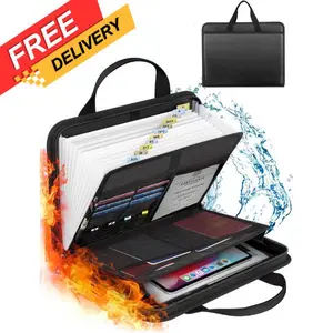 Important Document Organizer Folio Accordion File Organizer Fireproof Expanding File Folder Storage Box with Zipper Labels 13 Pockets for Business Office Receipt Travel