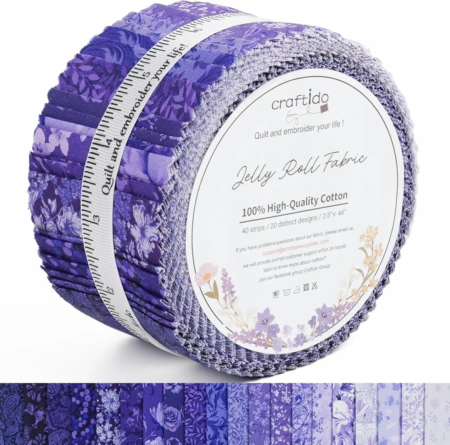 Newbrothread&Craftido-19 Options-100% Cotton Jelly Roll Fabric Precut Strips for Quilting, Crafting, and Sewing, 40 Strips 2.5" x 44" Assorted Bundles for Rug, Quilt Project, DIY Craft and Home Decor, sohochic, TikTokShopBackToSchool