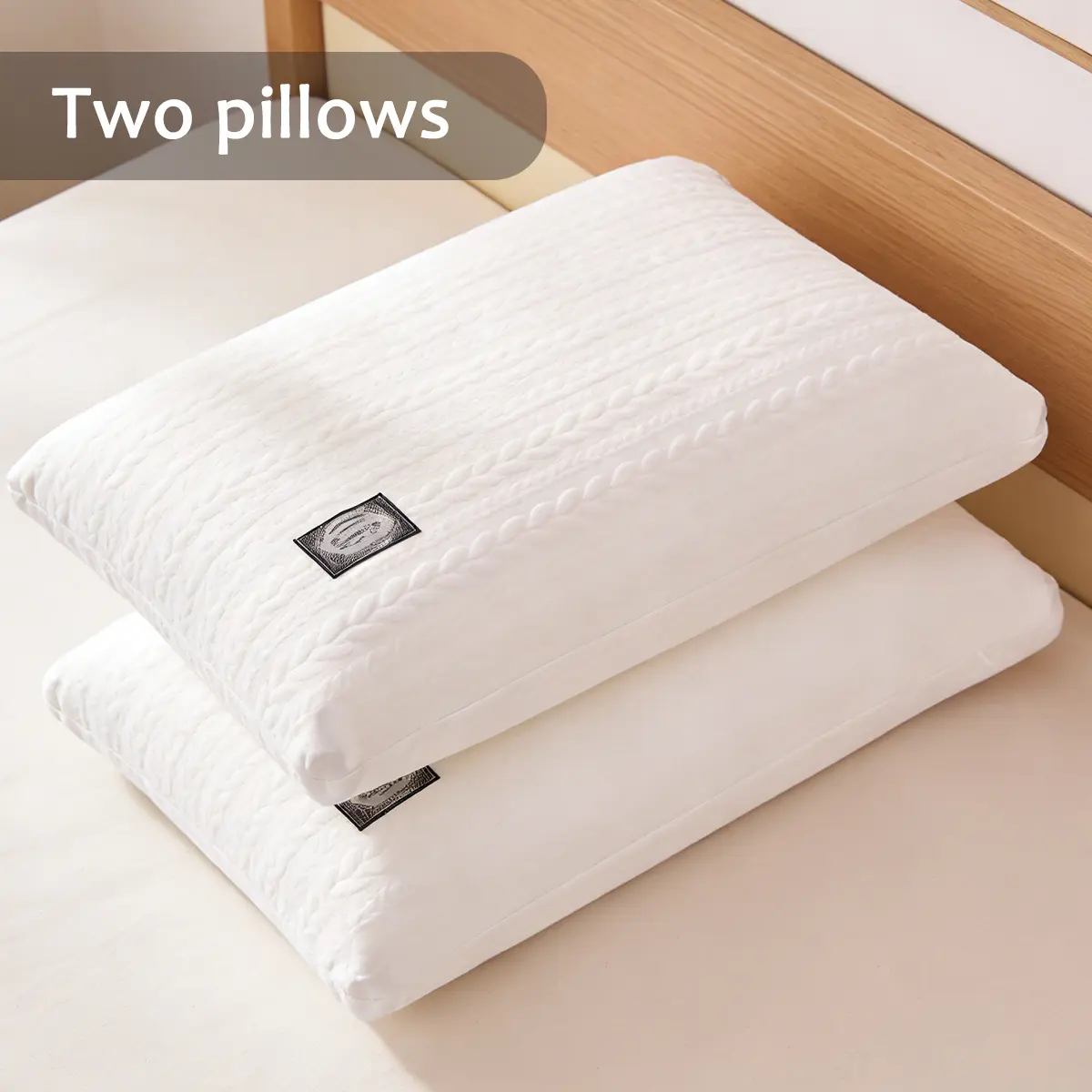 2-Pack Knitted Cotton Pillows, Soft Cotton & Supportive, Breathable Skin-Friendly, Hand Wash Only for Bedding & Linens Comfort