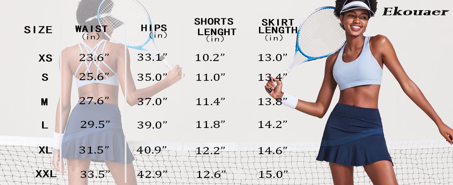 EKOUAER Women's Athletic Golf Skorts Lightweight Skirt Pleated with Pockets for Running Tennis Workout